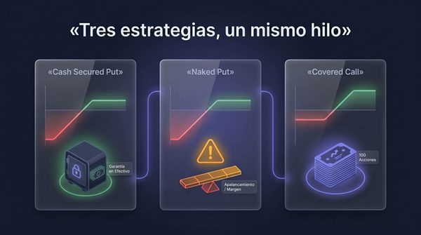 Comparativa de estrategias de opciones: Cash Secured Put, Naked Put y Covered Call