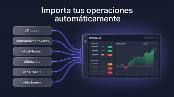 Importa tus operaciones automáticamente: Tradier, IBKR, tastytrade y más